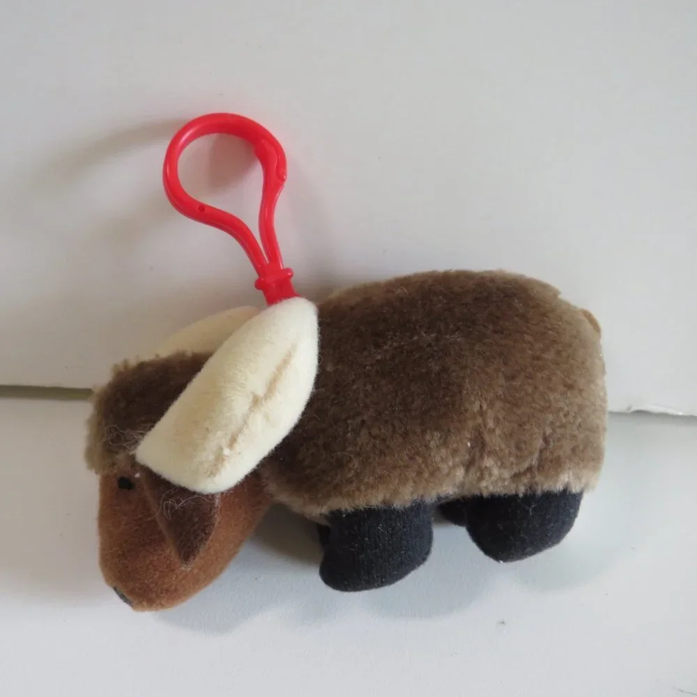 Bison Buffalo BACKPACK CLIP plush mini stuffed animal #2 zoo animals